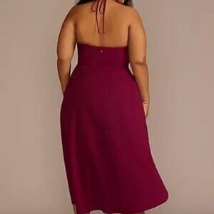 High Low Halter Crepe Dress